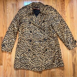Anne Klein Brown and Black Trench Coat with Classic Animal Print